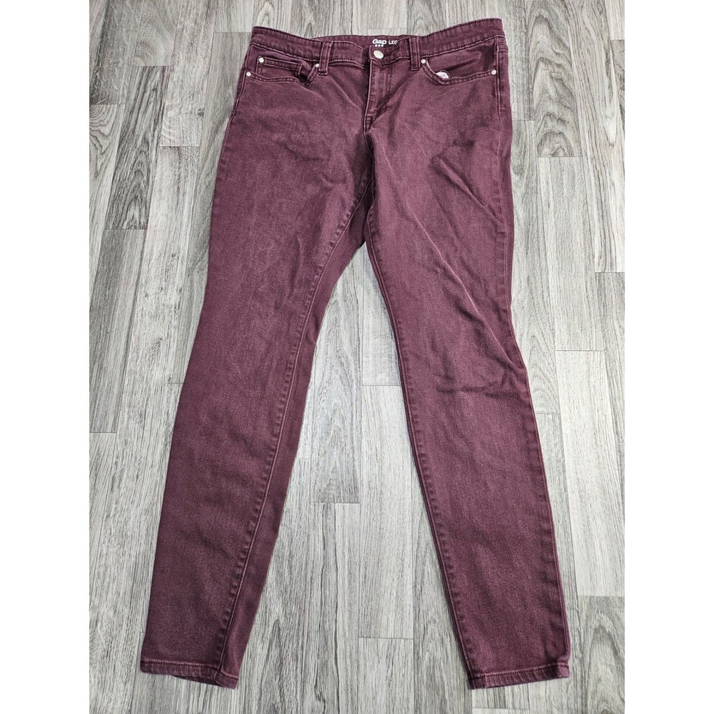 Gap Legging Jeans Womens 10/30 Burgundy Skinny Mid Rise Stretch Denim